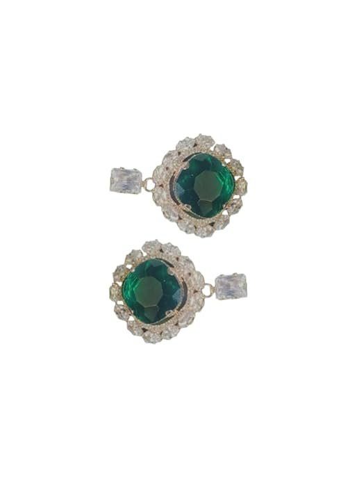 American Diamond Earrings Crystal Drop Earrings, Emerald Stone with Clear Rhinestone Border, Fashion Jewellery for Women's & Girls - Image 12