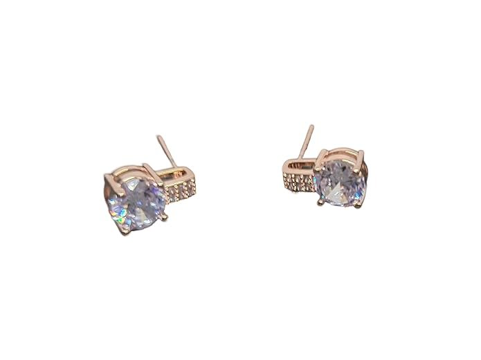 Crystal Stud Earrings, Rhinestone Accent Bar, American Diamond Studed