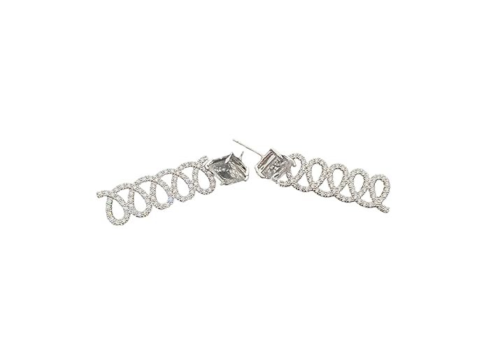 American Diamond Earrings Crystal Drop Dangle Earrings, Rhinestone Chain Design, Silver, Fashion Jewellery For Girls & Women's - Image 7