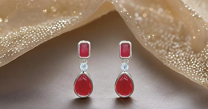 American Diamond Earrings Elegant Drop Earrings With Stones And Crystal Accent, Silver-Toned Fashion Jewellery For Girls & Women's - Image 28
