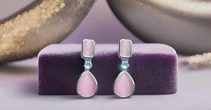 American Diamond Earrings Elegant Drop Earrings With Stones And Crystal Accent, Silver-Toned Fashion Jewellery For Girls & Women's - Image 17
