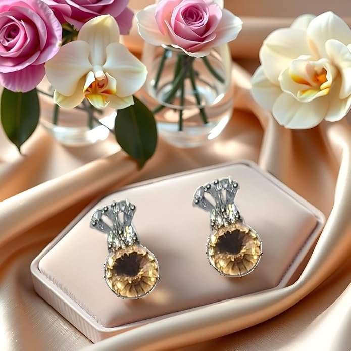 Crystal Stud Earrings With Stone, Small Fashion Jewellery for Girls, American Diamond Jewellery For Women's - Image 8