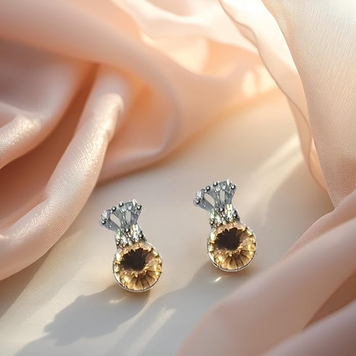 Crystal Stud Earrings With Stone, Small Fashion Jewellery for Girls, American Diamond Jewellery For Women's - Image 6